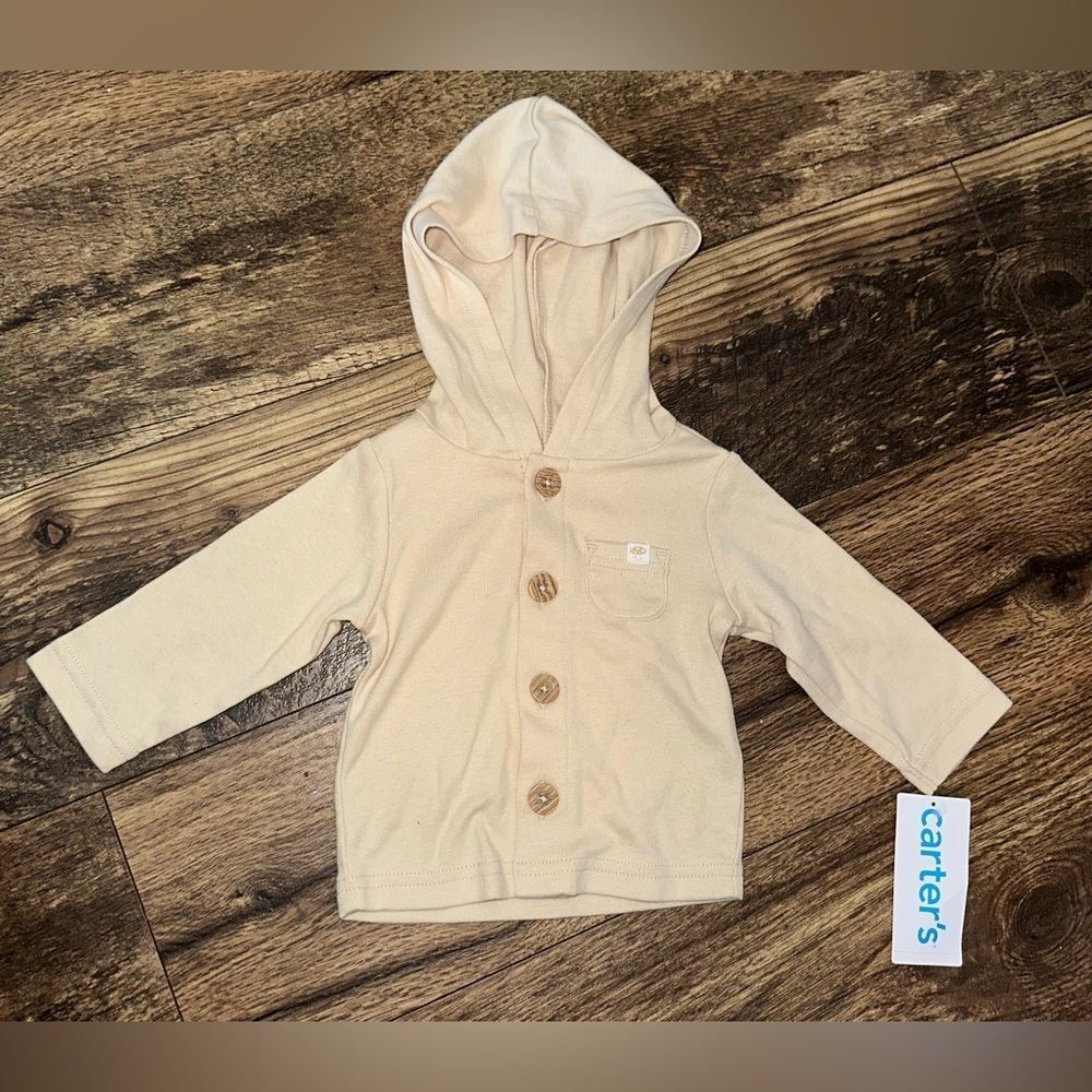Carter’s Baby Unisex Beige Hooded Cardigan Sweater 3 Months NWT Lightweight